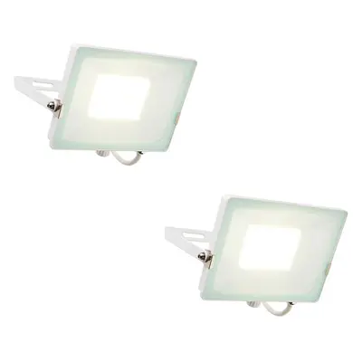 2 PACK Outdoor Waterproof LED Floodlight - 50W Cool White LED - Matt White