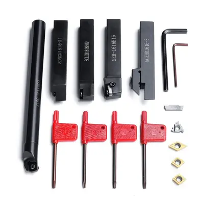 5pcs 16mm Shank Lathe Turning Tool Holder Boring Bar CNC Tools Set with Carbide Inserts and Wren