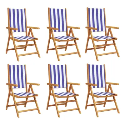 (blue and white, pcs) vidaXL Reclining Garden Chairs Outdoor Chairs Armchair Fabric & Solid Wood