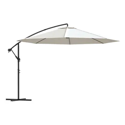 vidaXL Cantilever Umbrella 3.5m Sand White Outdoor Hanging Parasol Sunshade