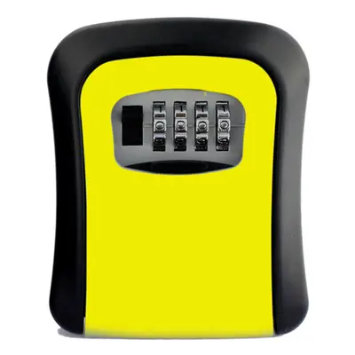 (Yellow) Aluminum Alloy Password Box Wall Mounted Key Lock Box Digit Code Combination Key Storag