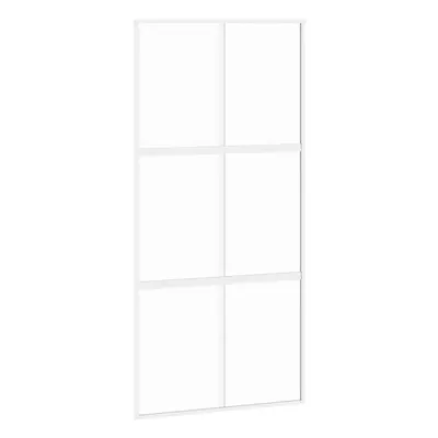 vidaXL Sliding Door Interior Barn Door White Tempered Glass and Aluminium