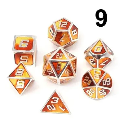 () 7Pcs Mixed Color Polyhedral Dice Metal RPG Dices Set with Velvet Bag Dungeons and Dragon Blac