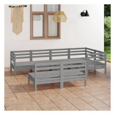 vidaXL Garden Lounge Set Wooden Outdoor Lounge Set Piece Solid Pinewood Grey