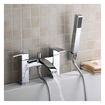 Vibra Modern Design Deck Mounted Bath Shower Mixer Tap With Pencil Handset Kit