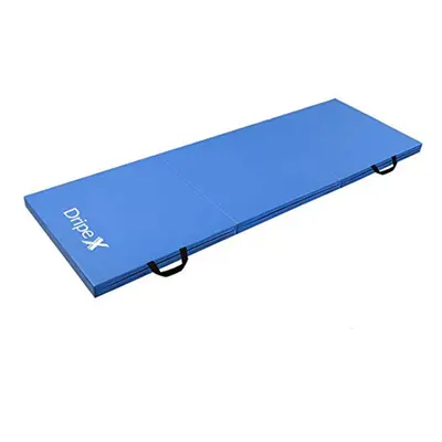 (Blue) Dripex Foldable Gym Mat:6FT,5cm Thick,Soft PU Leather