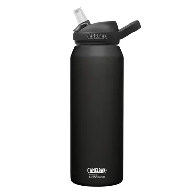 (1 Litre, Black) CamelBak Eddy Vacuum Insulated Stainless Steel Bottle Filtered By Lifestraw Lit