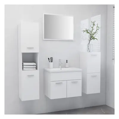 vidaXL Bathroom Furniture Set White Engineered Wood Cabinet Washroom Cupboard