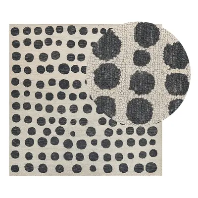 Wool Area Rug x cm Beige and Black HAVRAN