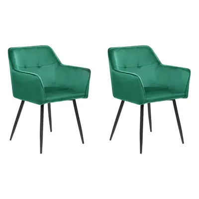 Set of Dining Chairs JASMIN Velvet Emerald Green