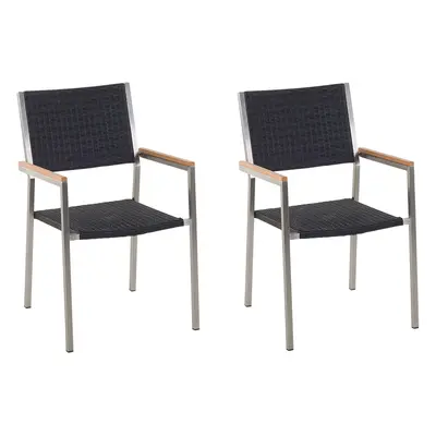 Set of Garden Chairs GROSSETO PE Rattan Black