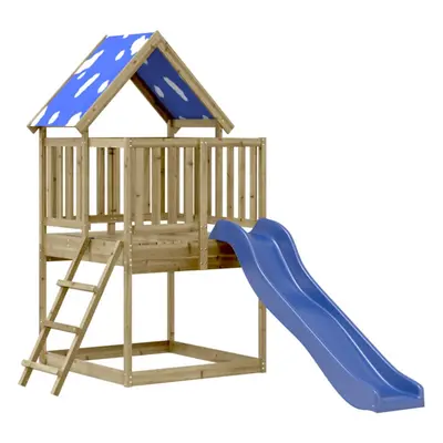 (solid impregnated wood) vidaXL Outdoor Playset Garden Playhouse Playground Equipment Solid Wood