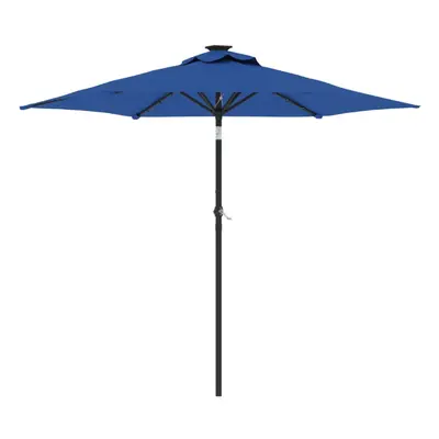 (azure blue) vidaXL Garden Parasol with LEDs and Steel Pole Sun Shade Outdoor Umbrella