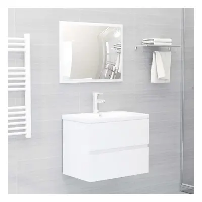 vidaXL Bathroom Furniture Set Piece High Gloss White Chipboard Storage Rack