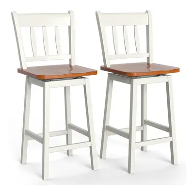 Set of Swivel Bar Stools Rubber Wood Dining Chairs Counter Height