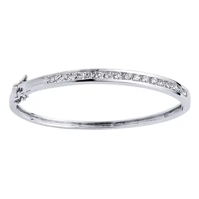 Jewelco London Ladies Sterling Silver Cubic Zirconia Eternity Bangle Bracelet 5mm - GVG071