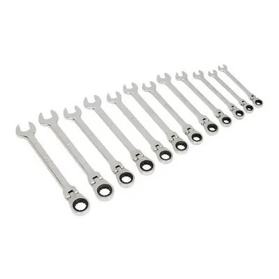 Sealey Siegen S0635 12pc Flexible Head Ratchet Combination Spanner Set - Metric