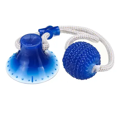 (Blue) Pet Molar Bite with Suction Cup Rubber Ball Pet Toys