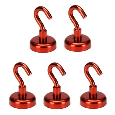 5pcs 25mm 22KG Magnetic Hook Holder Neodymium Magnet Red