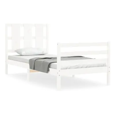 (white, x cm) vidaXL Bed Frame Bed Base Platform Bed with Headboard Small Single Solid Wood