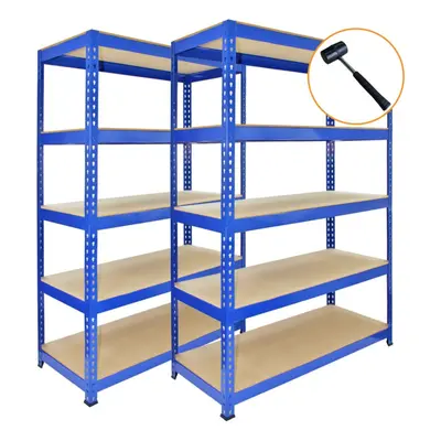 3 x Blue Racking Unit Tier Garage Storage Warehouse Shelving 120x50x180cm