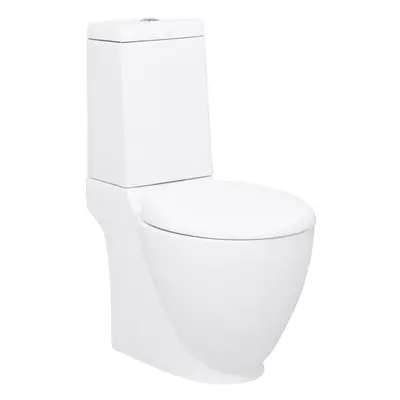 vidaXL WC Ceramic Toilet Bathroom Round Toilet Bottom Water Flow White Unit