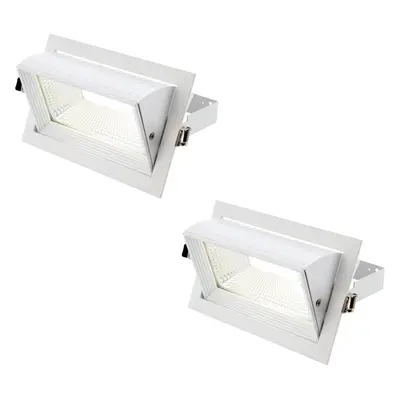 2 PACK Fully Adjustable Ceiling Downlight - 35W Cool White LED - Matt White