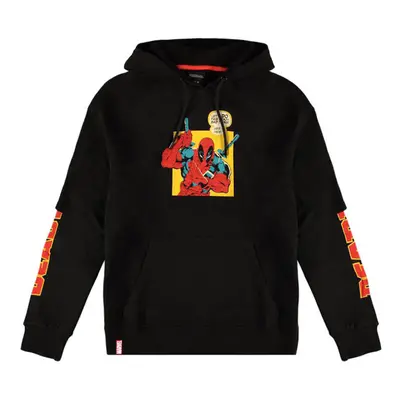 (Medium) Men's Marvel Deadpool Crazy Bad Things Black Hoodie