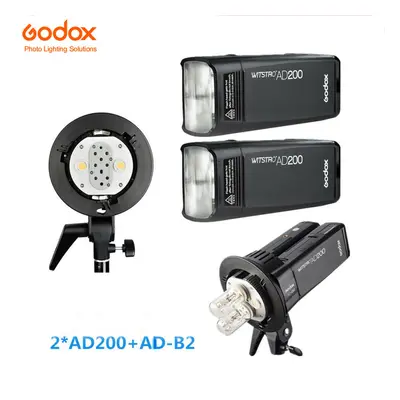 Godox 2x AD200 HSS TTL 2.4G Speedlite Pocket light+AD-B2 Flash Head