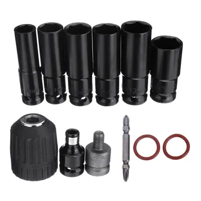 10pcs Socket Wrench Keyless Drill Chuck Drill Screwdriver Bit Adapter Set