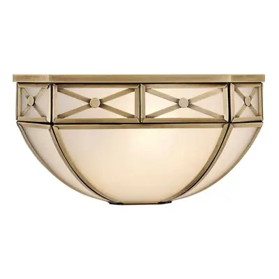 Luxury Traditional Half Bowl Wall Light Antique Brass & Frosted Glass Shade