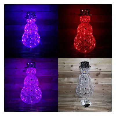 60cm Indoor Outdoor Acrylic Snowman Christmas Decoration with Colour Changing LED