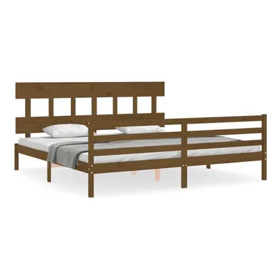 (honey brown, x cm/low) vidaXL Bed Frame with Headboard Mattress Foundation Bed Base Single Soli