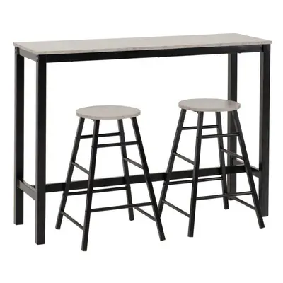 Athens Breakfast Bar Set Concrete Effect with Black Metal Legs