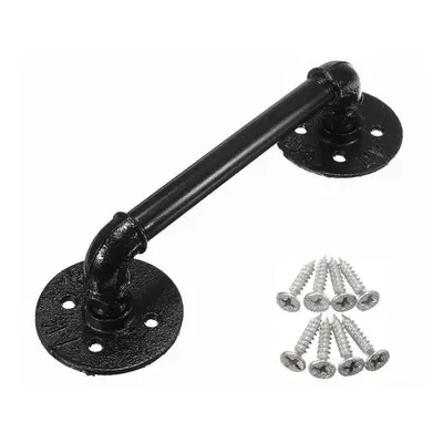 Black Iron Pipe Door Handle 29.5cm Threaded Pipe Drawer Pull with Screws