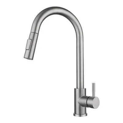 (Silver) Kitchen Touch Sensor Stainless Steel Faucet Dish Basin Pull-Out Rotary Household Hot An