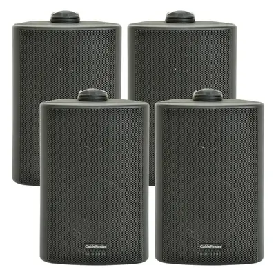 4x 6.5" 120W Black Outdoor Rated Garden Wall Speakers Wall Mounted 8Ohm & 100V