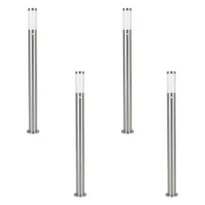 4 PACK IP44 Outdoor Bollard Light PIR Sensor Stainless Steel 1100mm Lamp Post