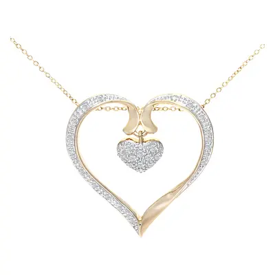 Jewelco London 9ct Yellow Gold Round 1/4ct Diamond Heart Pendant Necklace inch 46cm - PP0AXL3057