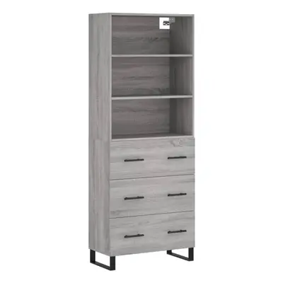 (grey sonoma, drawers) vidaXL Highboard Sideboard Storage Cabinet High Gloss White Engineered Wo