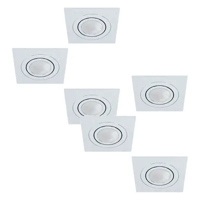 2 PACK PACK Flush Ceiling Downlight Brushed Aluminium Square 3x 5W GU10