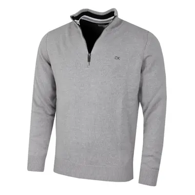 (L, Silver Sport) Calvin Klein Mens Knit Cotton 1/2 Zip Golf CK Top Sweater