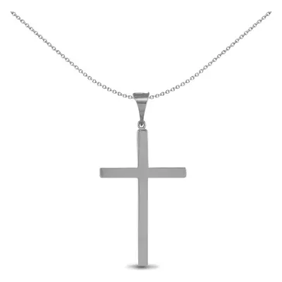 Jewelco London Sterling Silver solid stamped Cross Pendant - inch Chain - APX010