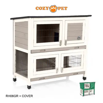 Rabbit Hutch 3ft Grey with Cover Cozy Pet Guinea Pig Run Ferret RH06GR