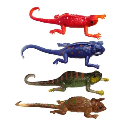 (Set of Chameleons) Lizard Colour Changing Animal Figurines Stretchy Chameleon Toy