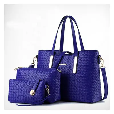 (Royal Blue) 3pcs set women leather satchel handbag shoulder messenger crossbody bag