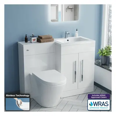 RH Vanity Sink Unit Back to Wall WC Rimless Toilet Bathroom Suit Aric