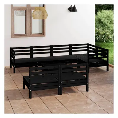 vidaXL Garden Lounge Set Outdoor Sofa Set Couch Piece Solid Pinewood Black