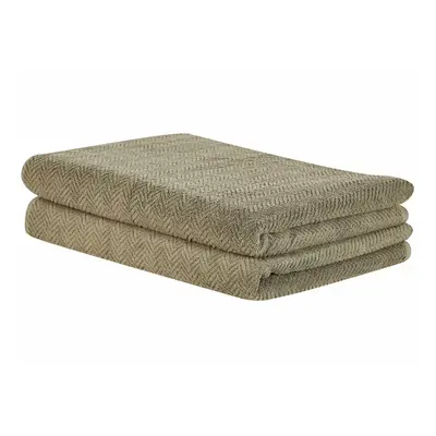 Set of Cotton Terry Towels Green MITIARO