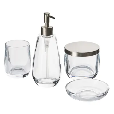 4-Piece Bathroom Accessories Set SONORA Glass Transparent